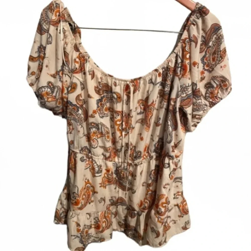 Sweet Rain boho peplum short sleeve peasant blouse size 1x